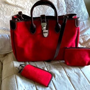 SALE ON DOONEY and BOURKE LARGE FABRIC SATCHEL with DOONEY BOURKE EMBLEM/CREST i